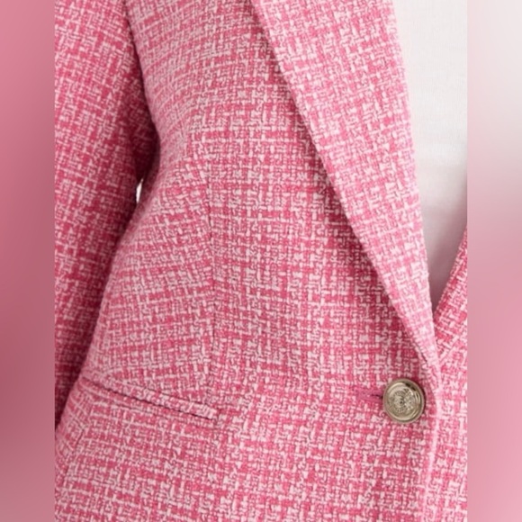 Free Assembly Women's Pink Tweed Blazer 2XL Mid-Length Business Jacket - Picture 6 of 9